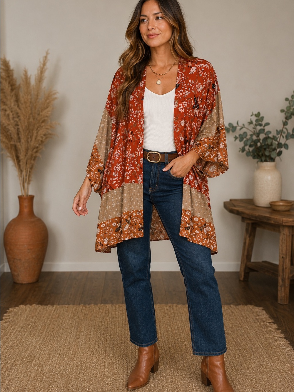 Michael Stars Evereve Tandori Paisley Kimono Wrap NWT One Size Boho